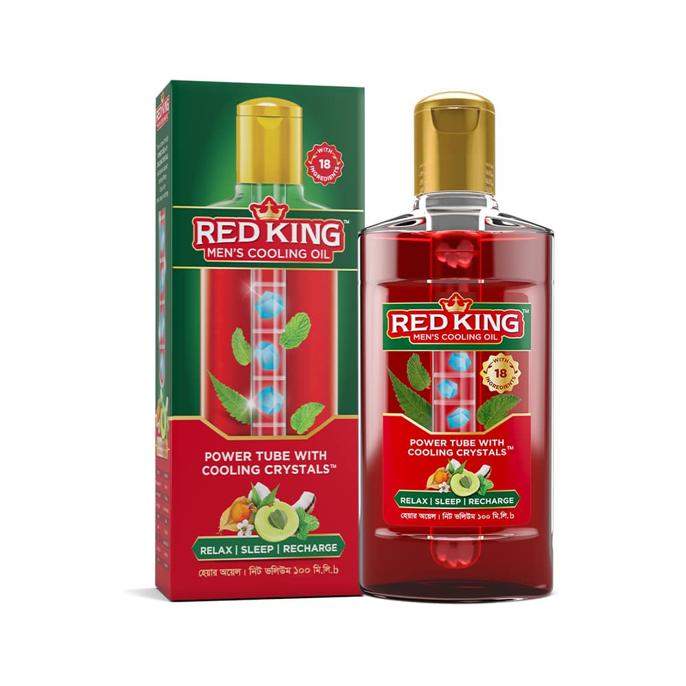 Red King Men’s Cooling Oil with 18 Natural Ingredients, Amla & Menthol Crystals, Gives Calm, Cooling Effect, Relieves Headache, Stress, Fatigue, Helps Relax, Recharge & Sleep (100ml)