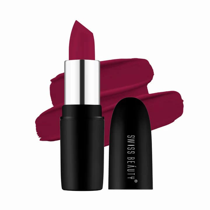 Swiss Beauty Pure Matte Lipstick-Raspberry - 207 (3.8gm)
