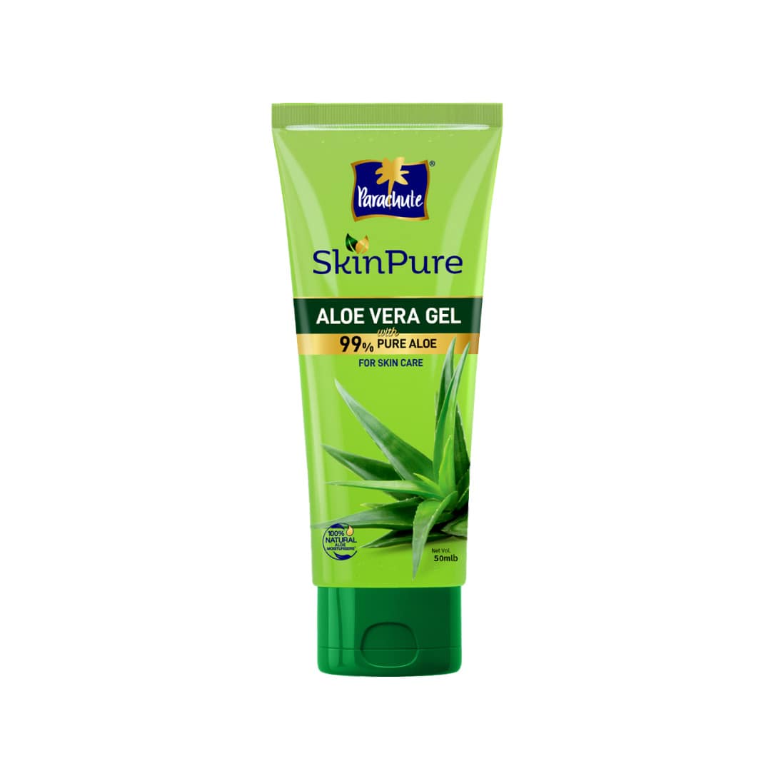 Parachute SkinPure Aloe Vera Gel , 99% Pure Aloe, For Soft, Moisturized & Hydrated Skin, Heals, Repairs, Protects Skin, 8h moisturization, Soothes Sunburn, All Skin Types (50ml)
