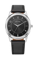 Titan Karishma Zing Quartz Analog Black Dial Leather Strap Watch for Men 1638SL02