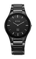 Titan Edge Ceramic Dress with Diamonds Quartz Analog Black Dial Ceramic Strap Watch for Men 1696NC12
