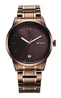 Titan Neo Splash Brown Dial Analog with Date Stainless Steel Strap Watch for Men 1806QM03