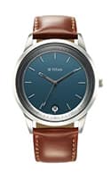 Titan Wrist Wit Quartz Analog with Date Blue Dial Leather Strap Watch for Men 1806SL12
