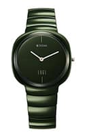 Titan Squircle Camo Quartz Analog Green Dial Ceramic Strap Watch For Unisex 1841QC05
