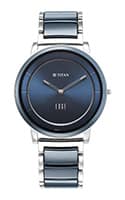 Titan Edge Fusion Quartz Analog Blue Dial Blue Steel & Ceramic Strap Watch for Men 1878KD02