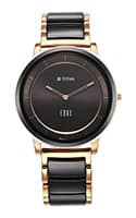Titan Edge Fusion Quartz Analog Black Dial Black Steel & Ceramic Strap Watch for Men 1878KD03