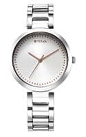 Titan Workwear Quartz Analog Silver Dial Silver Stainless Steel Strap Watch for Women 2480SM12