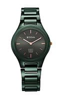 Titan Edge Ceramic Quartz Analog Green Dial Ceramic Strap Watch for Women 2653QC06