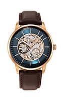 Titan Skeletal Automatic Blue Dial Brown Leather Strap Watch for Men 90110WL04