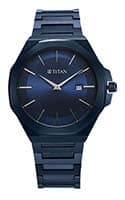 Titan Classique Slim Quartz Analog with Date Blue Dial Stainless Steel Strap Watch for Men 90167QM01