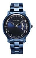 Titan Classic Distincta Blue Dial Analog with Date Stainless Steel Strap watch for Men 90170QM01