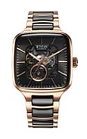 Titan Automatics Ceramic Fusion Skeleton Automatic Rich Black Dial Steel & Ceramic Strap Watch For Men 90175KD03
