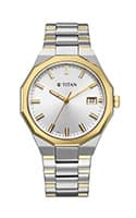 Titan Regalia Dodecagon Quartz Analog with Date Silver Dial Two Toned Stainless Steel Strap Watch For Men (90212BM01)