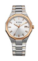 Titan Regalia Dodecagon Quartz Analog with Date Silver Dial Two Toned Stainless Steel Strap Watch For Men (90212KM01)