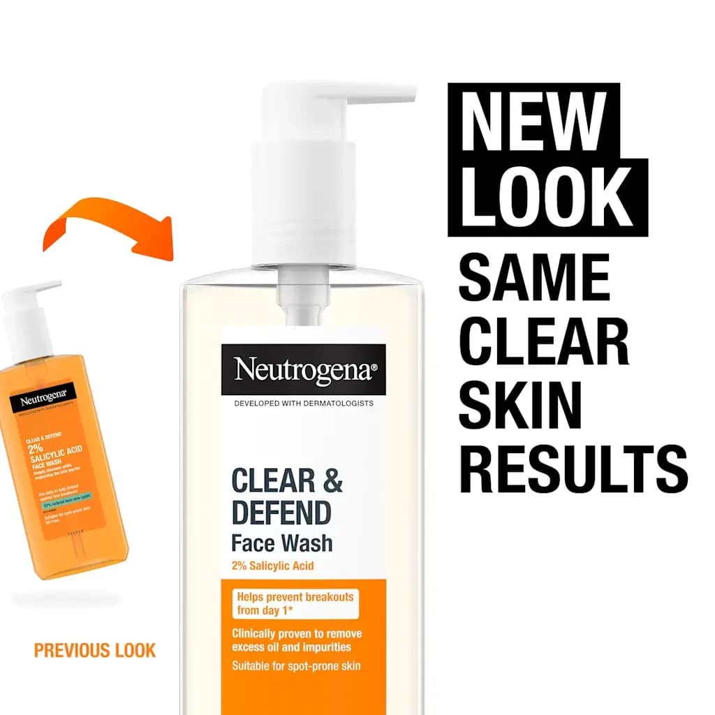 Neutrogena Clear & Defend Face Wash With 2% Salicylic Acid – 200ml