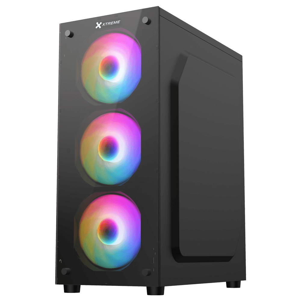 Xtreme 100E Mid Tower ATX Black Desktop Casing With 4 RGB Fan