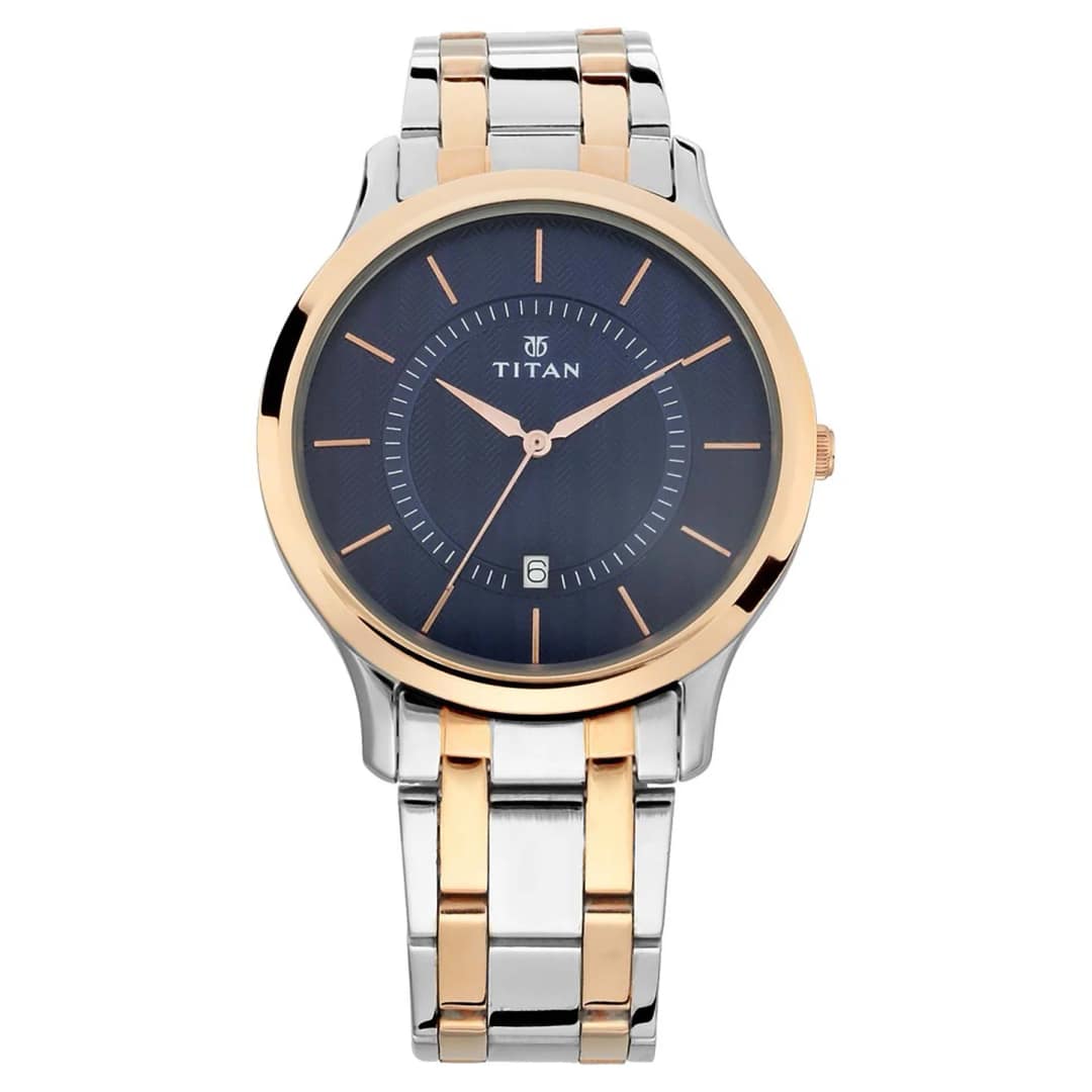 Titan Blue Dial Stainless Steel Strap Watch – NS1825KM01