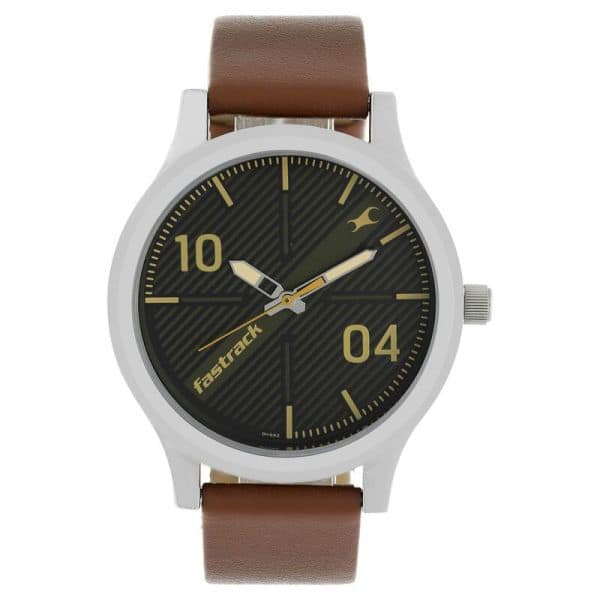 Fastrack Leather Strap Watch- NS38051SL02