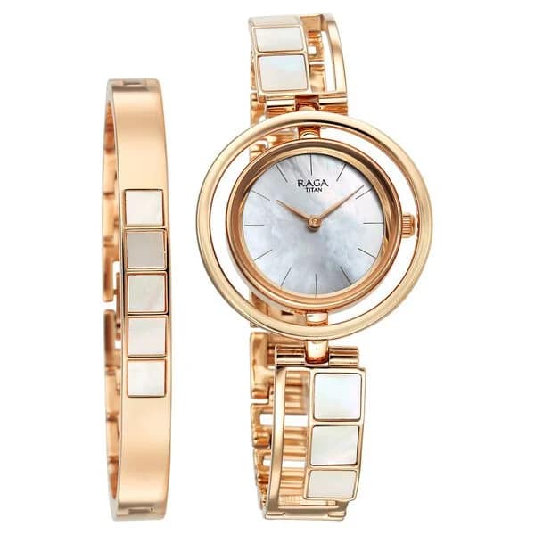 Titan Raga NS95232WM01F Power Pearls Dial Metal Strap Watch