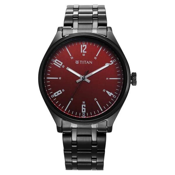 Titan 1802NM02 Wrist Wit Quartz Analog Brown Dial Stainless Steel Strap Watch for Men