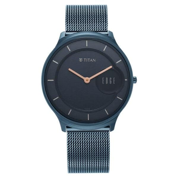 Titan Edge 1843QM01 Slim Stainless Steel Blue Dial Analog Watch for Men