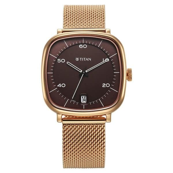 Titan Neo Curve 1885WM01 Brown Dial Stainless Steel Strap Watch For Men