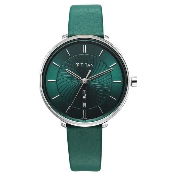 Titan Neo 2763SL02 Green Dial Green Color Leather Strap Watch For Women