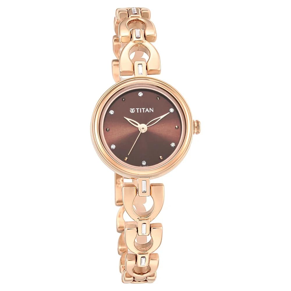 Titan NS2601WM04 Lagan Brown Dial Analog Metal Strap Watch
