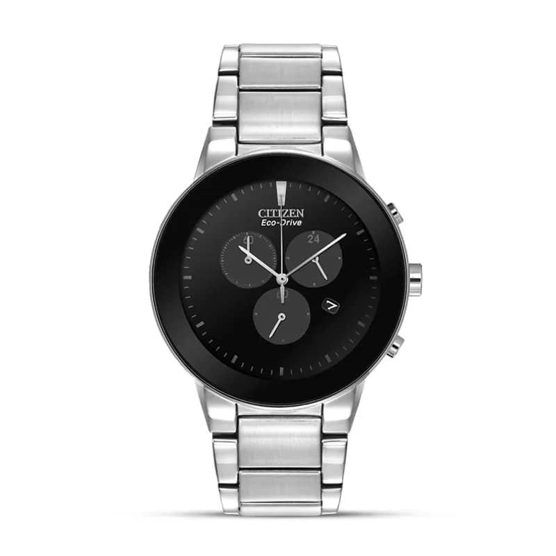 CITIZEN ECO-DRIVE GENTS WATCH BLACK DIAL - AT2240-51E