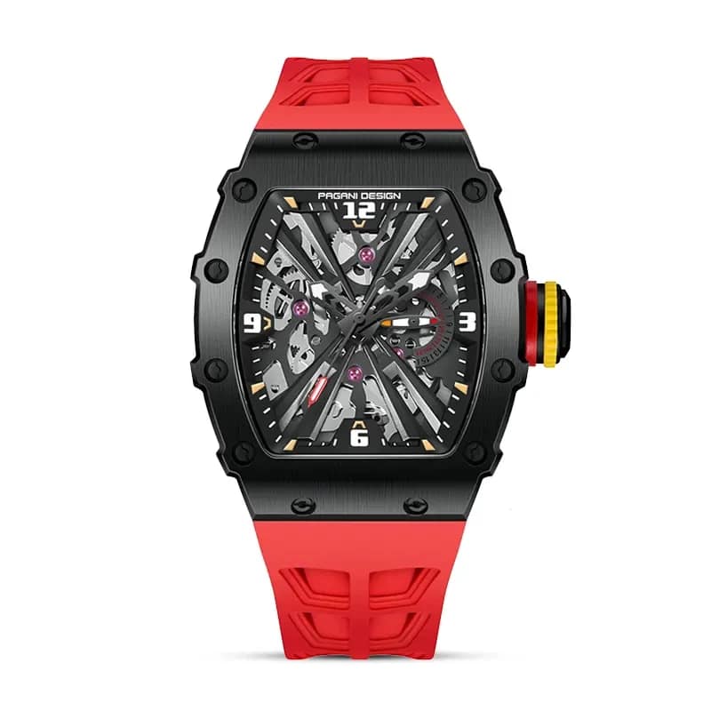 Pagani Design PD-1738 Black Skeleton Dial With Blue Silicone Men's Watch