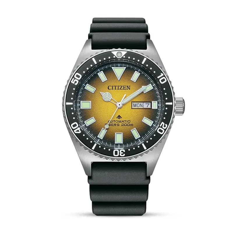 CITIZEN AUTOMATIC GENTS WATCH YELLOW DIAL - NY0120-01X
