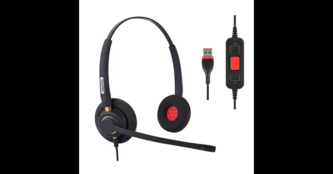 Inbertec UB805DM AI Noise Cancelling Professional USB Wired Headphone