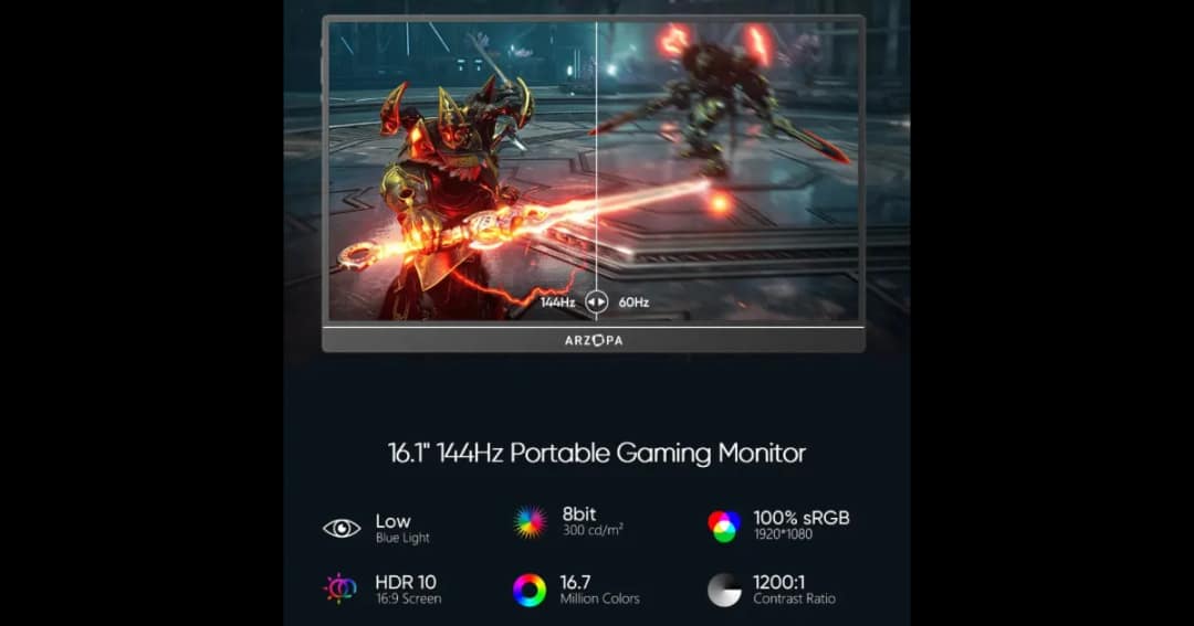 Arzopa Z1FC 16.1" 144Hz FHD IPS Portable Gaming Monitor