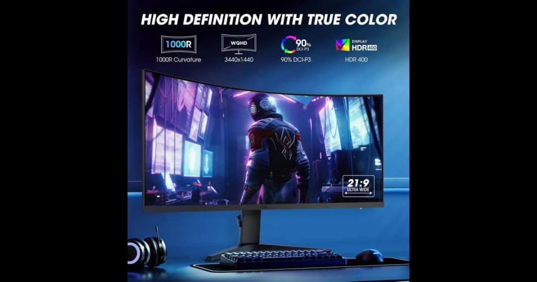 KOORUI 34E6UC 34" 165Hz WQHD Curved Gaming Monitor