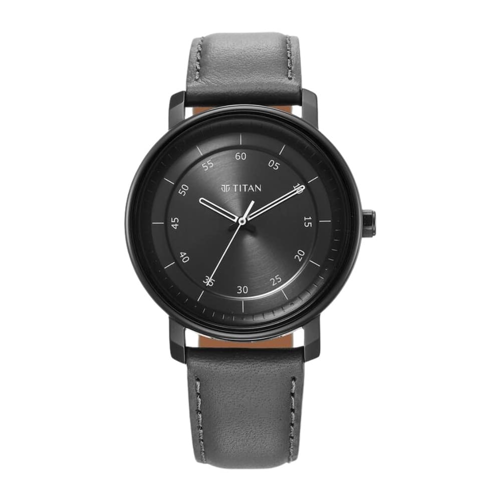 Titan Workwear Quartz Analog Anthracite Dial Leather Strap Watch for Men 1884NL01