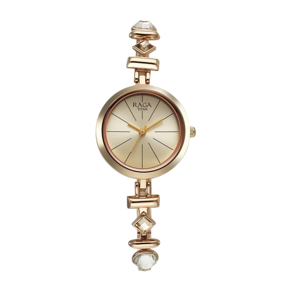 Titan Raga Viva Quartz Analog Champagne Dial Metal Strap Watch for Women 2606WM12