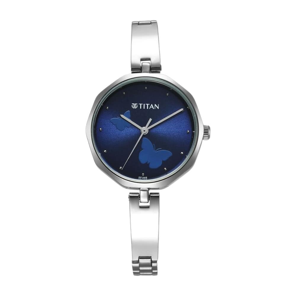 Titan Karishma Quartz Analog Blue Dial Stainless Steel Strap Watch for Women 2702SM02