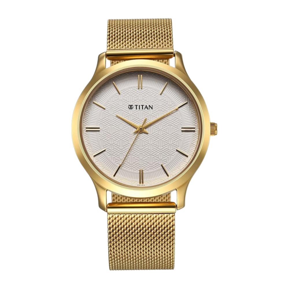 Titan Karishma Quartz Analog White Dial Stainless Steel Strap Watch for Men 1825YM11