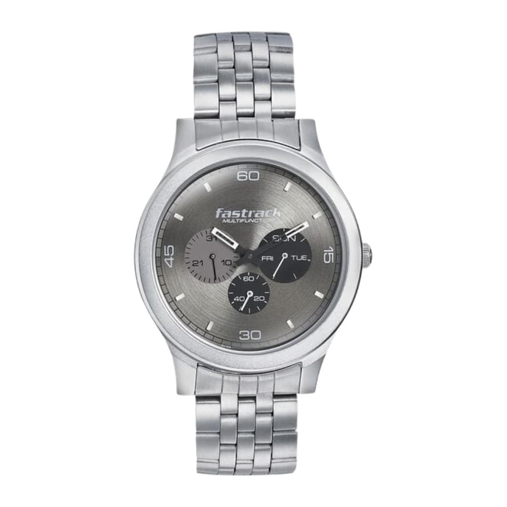 Fastrack Dial It Up Quartz Multifunction Grey Dial Stainless Steel Strap Watch for Guys 3252SM01