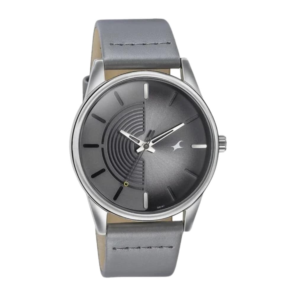Fastrack Stunners Quartz Analog Grey Dial Leather Strap Watch for Guys 3305SL02