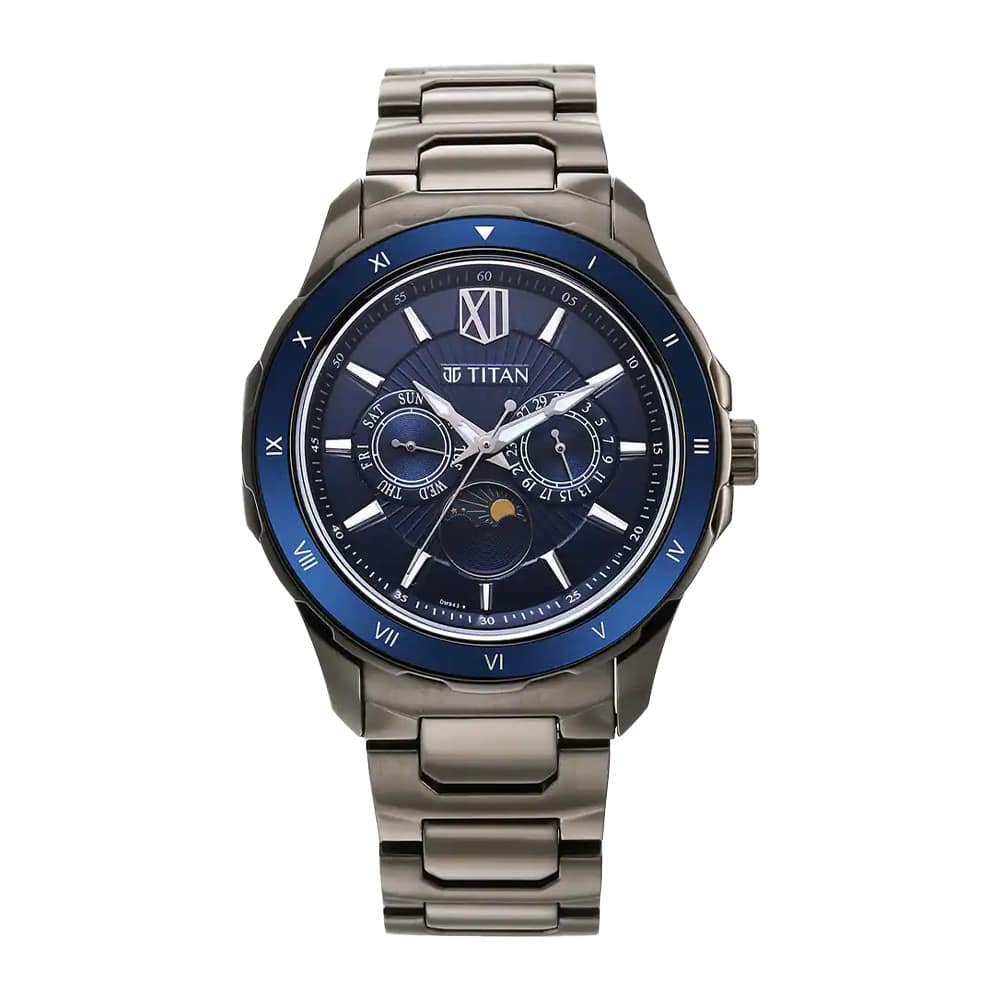 Titan Regalia Premium Blue Dial Stainless Steel Strap Watch for Men 1688KM07