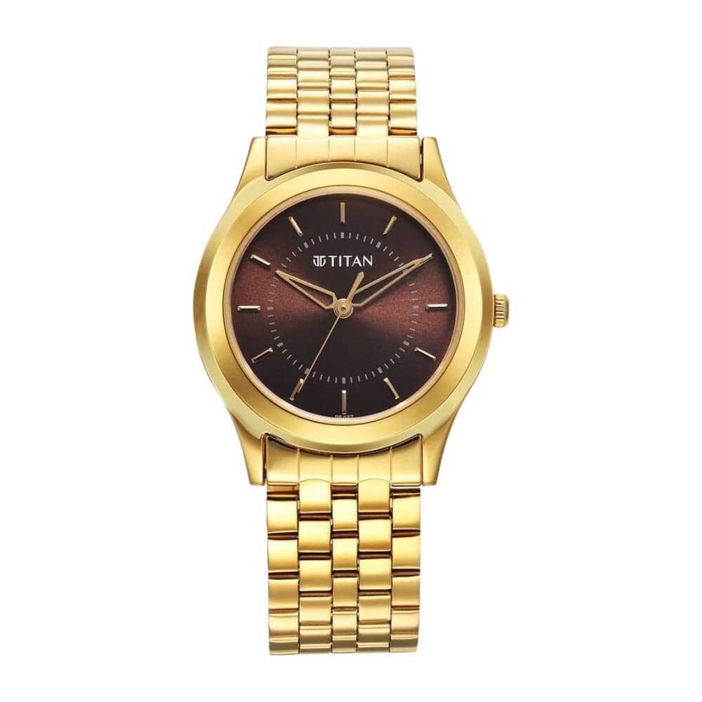 Titan Karishma Zing Quartz Analog Brown Dial Stainless Steel Strap Watch for Men 1648YM06