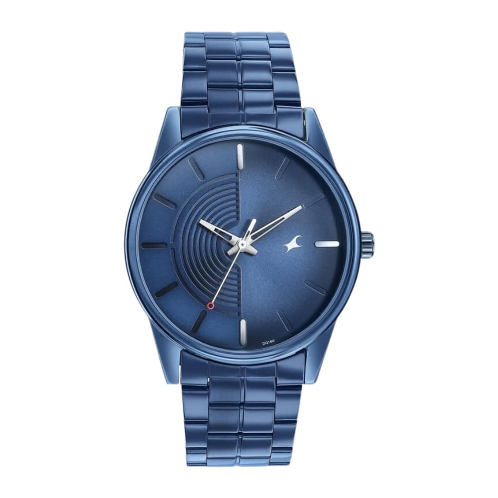 Fastrack Stunnerse Quartz Analog Blue Dial With Blue Metal Strap Watch for Guys 3305QM02