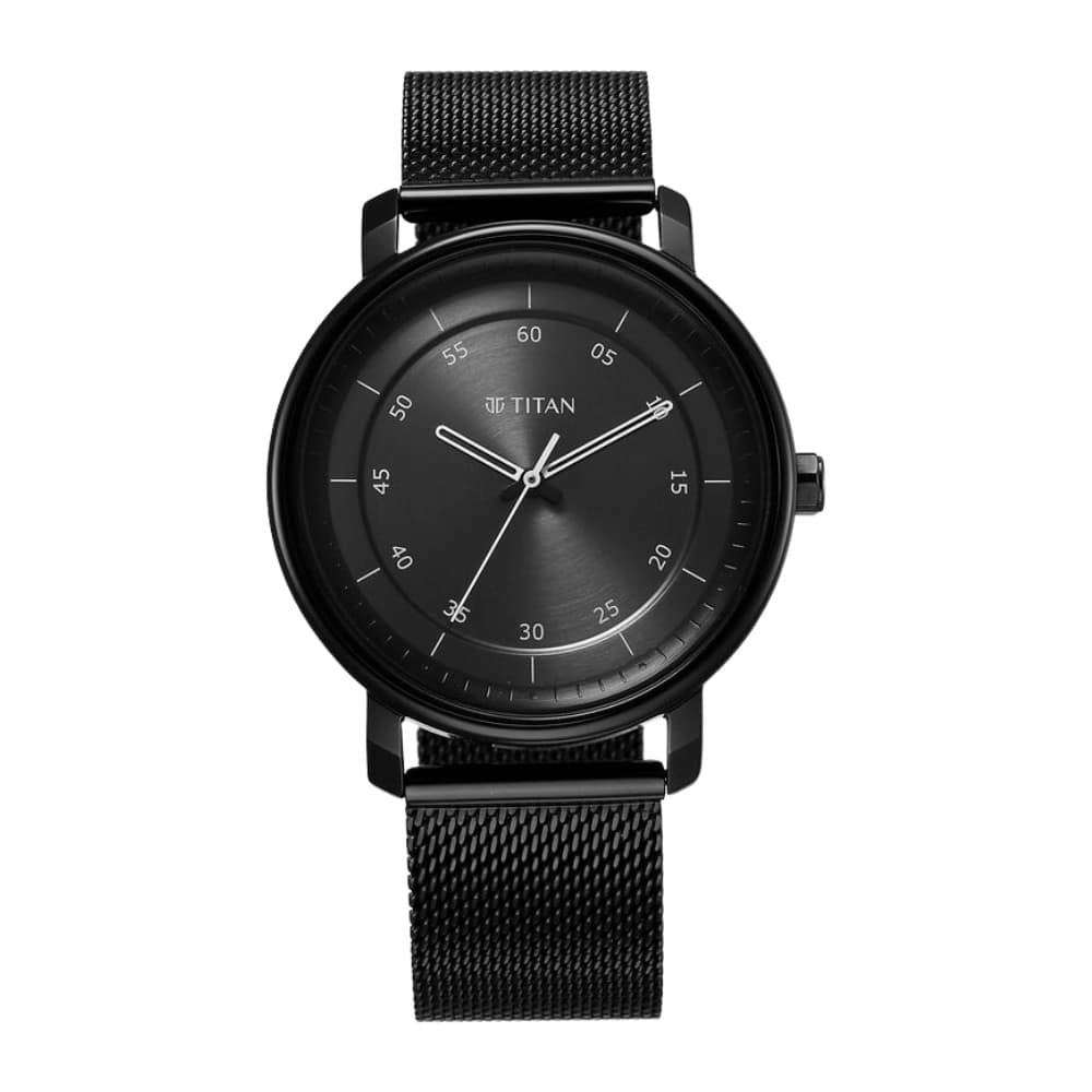 Titan Workwear Quartz Analog Anthracite Dial Leather Strap Watch for Men 1884NM01