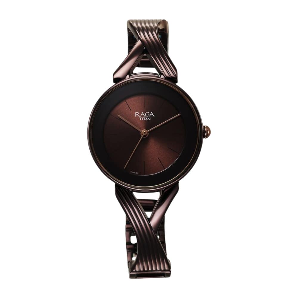 Titan Raga Chic Quartz Analog Brown Dial Metal Strap Watch for Women 2698QM01