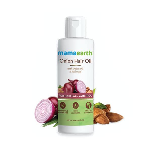 Mamaearth onion hair oil for hair regrowth & hair fall control with redensyl – 150ml