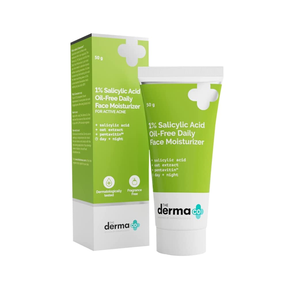The Derma Co 1% Salicylic Acid Oil-Free Face Moisturizer for Active Acne (50g)