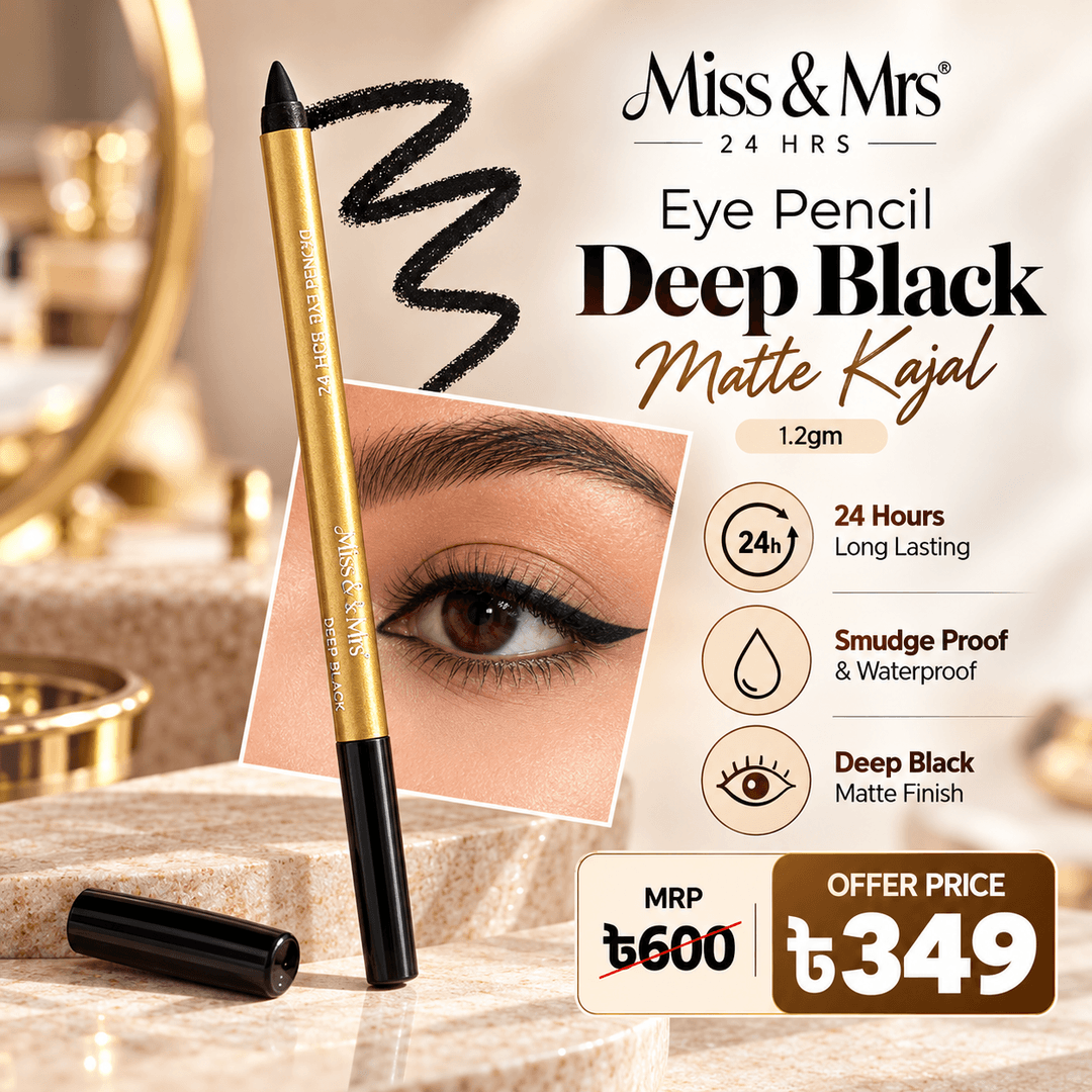 Miss & Mrs 24 Hrs Eye Pencil Deep Black Matte Kajal – 1.2gm