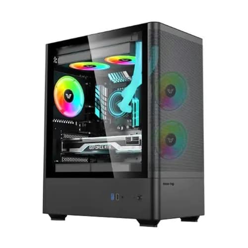 Value-Top Micro ATX NUBIA 21F3 Black Gaming Casing with 5 ARGB Fan