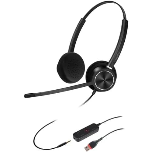 Inbertec C10DJU Duo Noise Cancellation Stereo USB & 3.5mm Black Headphone